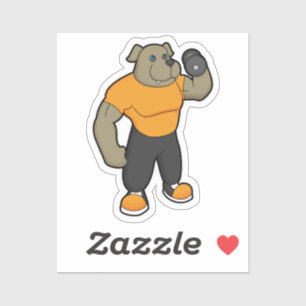 Adesivo Cachorro na Malhação com Dumbbell