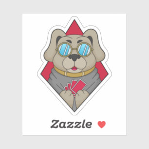 Adesivo Cachorro no Poker com cartões Poker