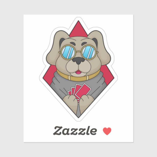 Adesivo Cachorro no Poker com cartões Poker (Folha)