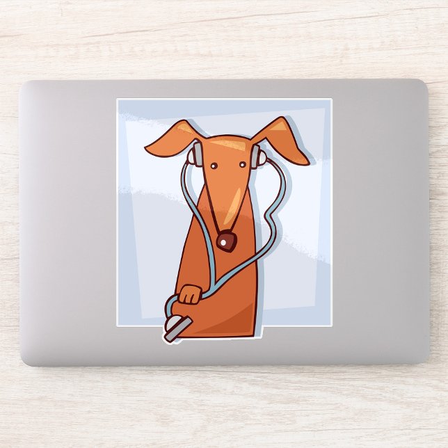 Adesivo Cachorro ouvindo música Fones de ouvido engraçados (Criador carregado)