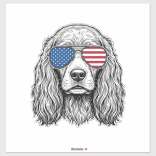 Adesivo Cachorro Patriótico com Óculos de Sol de Bandeira