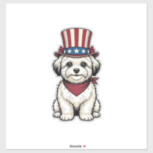 Adesivo Cachorro Patriótico Desenho Vetorial de Gravura Vi