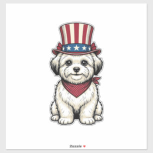 Adesivo Cachorro Patriótico Desenho Vetorial de Gravura Vi