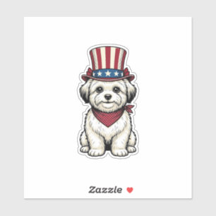 Adesivo Cachorro Patriótico Desenho Vetorial de Gravura Vi