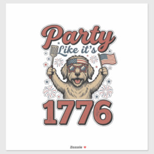 Adesivo Cachorro Patriótico Festa Como Se Fosse 1776 Camis