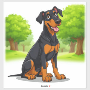 Adesivo Cachorro Preto e Marrom Feliz