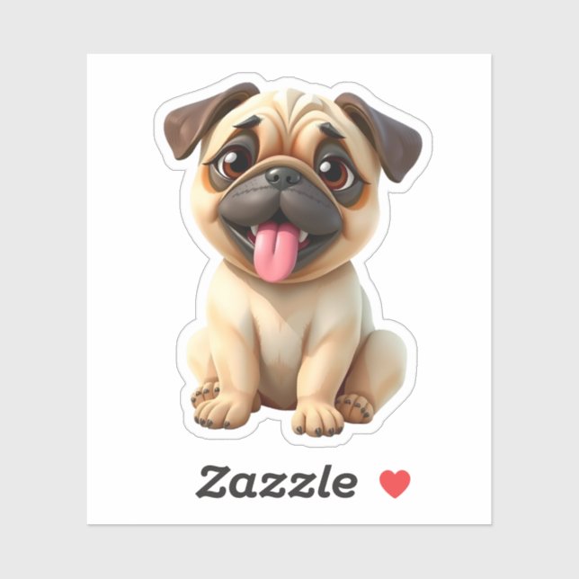 Adesivo Cachorro Pug Fofo (Folha)