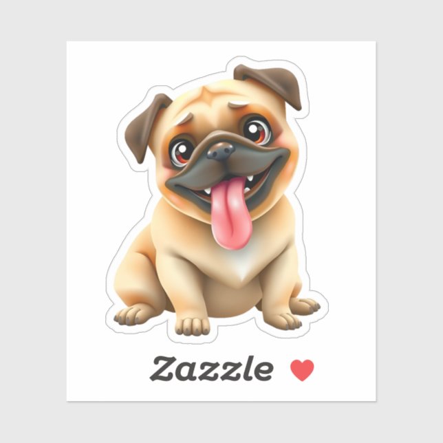 Adesivo Cachorro Pug Fofo (Folha)