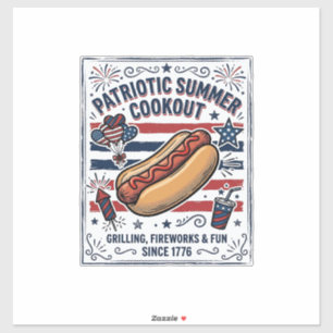 Adesivo Cachorro Quente Patriótico Churrasco Vintage