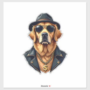 Adesivo Cachorro Retriever Dourado Vintage Legal de Óculos