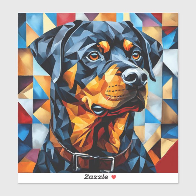 Adesivo Cachorro Rottweiler Fofo e Forte Raça de Cão de Gu (Folha)