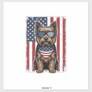 Adesivo Cachorro Terrier Patriótico Desenho Vetorial de Ba