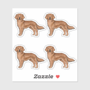 Adesivo Cachorros Cute Cartoon Retriever Dourado Vermelho