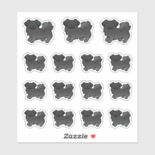 Adesivo Cachorros de Cartoon Black Tibetan Spaniel Cute