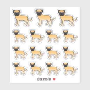 Adesivo Cachorros de Cartoon Cortantes Fawn Bullmastiff