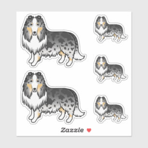Adesivo Cachorros de Cartoon de Collie Bruto Azul