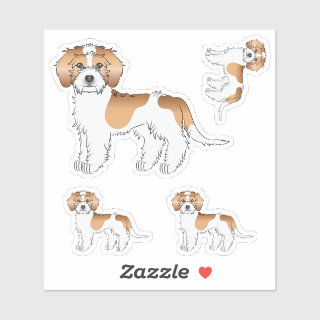 Adesivo Cachorros Mini Goldendoodle de Partida Apricot (Folha)