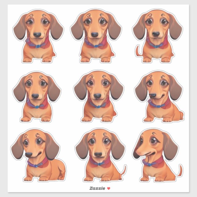 Adesivo Cachshund Emoji Dog Stickers (Folha)