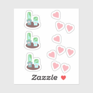 Adesivo Cacto Corações Flutuantes Rosa