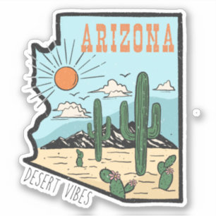 Adesivo Cacto do Deserto Retro Vintage Arizona Viagem