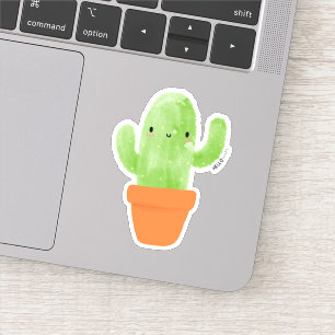 Adesivo cacto potted da aguarela do kawaii botânico