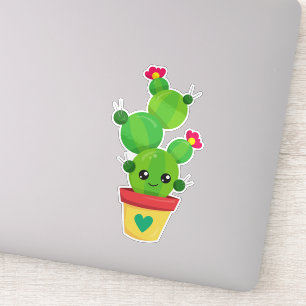 Adesivo Cactus Bonitos, Cactus Verde, Kawaii Cactus, Flore