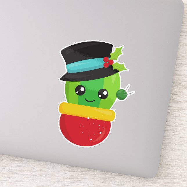 Adesivo Cactus de Natal, Cactus Bonitos, Chapéu, Mistura (Detalhe)