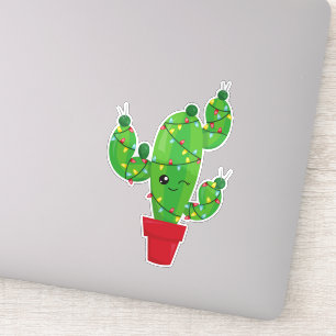 Adesivo Cactus de Natal, Luzes de Natal, Cute Cactus