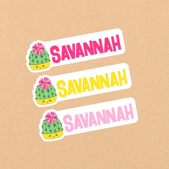 Adesivo Cactus Lover, um bom nome, Savannah (🌵Vibrant and colorful custom name labels.)
