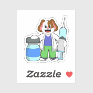 Adesivo Cães como Médico com Seringa