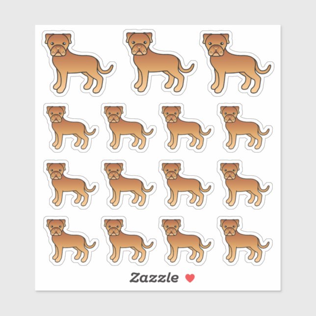 Adesivo Cães Cute Cartoon Dogue De Bordeaux (Folha)