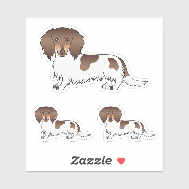 Adesivo Cães Dachshund de Pelo Longo Chocolate e Bege Pieb (Folha)