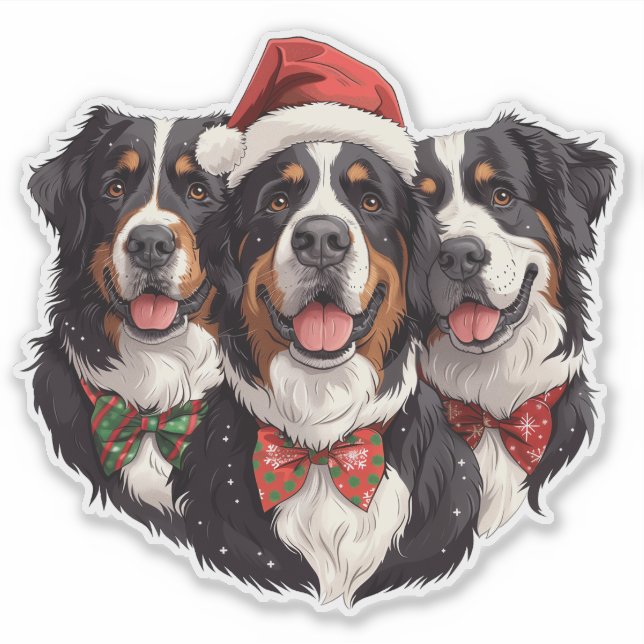 Adesivo Cães das Montanhas Bernesas de Natal (Frente)