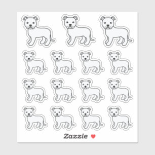 Adesivo Cães de Cartoon Brancos de Staffordshire Bull Ter