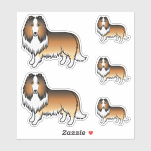 Adesivo Cães de Cartoon de Collie Cute Sable Rough