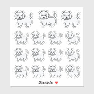 Adesivo Cães de Cartoon de Terrier Branco de West Highland