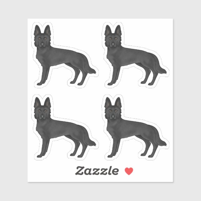 Adesivo Cães Design de Cartoon em German shepherd preto (Folha)