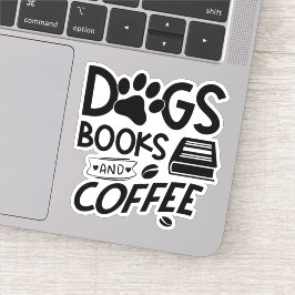 Adesivo Cães Livros Typografia Café Coffee Citação Bookwor