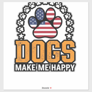 Adesivo Cães Me Fazem Feliz Camisa Vintage Patriótica Pata