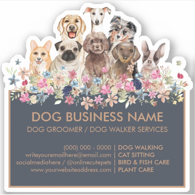 Adesivo Cães Pug Greyhound Corgi Aussie Frenchie Poodle (Frente)