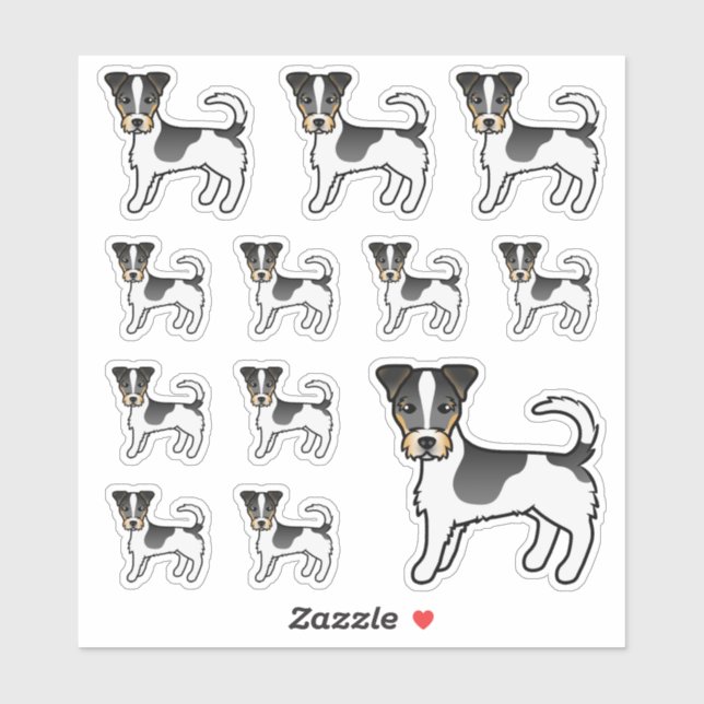 Adesivo Cães Terrier Jack Russell de três cores e pelo ásp (Folha)