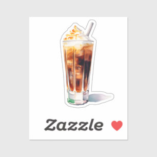 Adesivo Café com Aquarela com Creme Cocktail Bebida