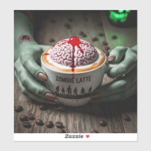 Adesivo Café com Leite de Zumbi de Halloween Assustador