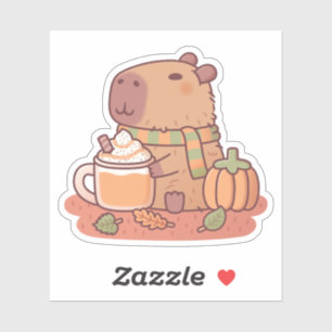 Adesivo Café com Tempero de Abóbora da Capivara Fofa Tempo