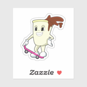 Adesivo Café como skater com skate