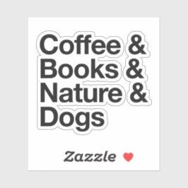 Adesivo Café e Livros & Natureza e Vinheta de Cães (Preto)