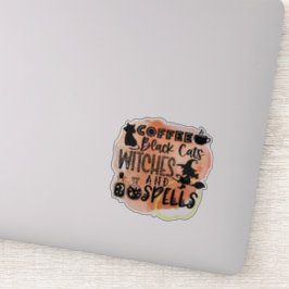 Adesivo Café, gatos pretos, bruxas divertidas Vestidas de 