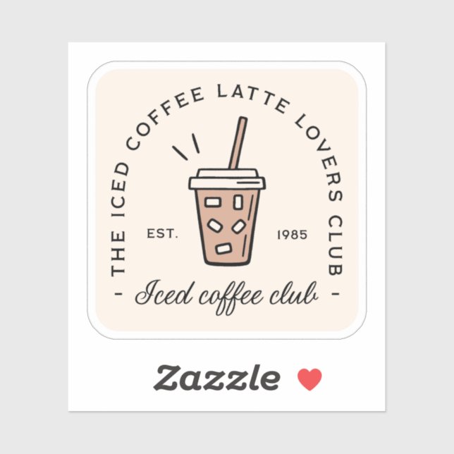 Adesivo Café gelado amantes de latão, clube de amantes est (Folha)