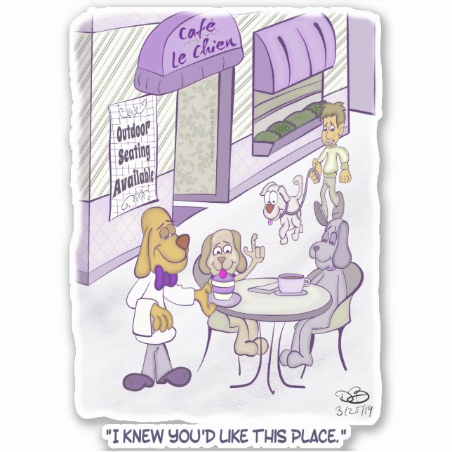Adesivo Cafe Le Chien Custom-Cut Stickers (Frente)