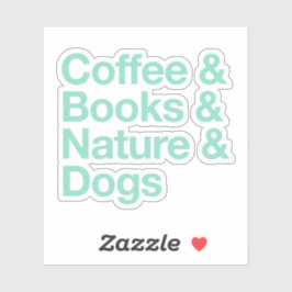 Adesivo Café & Livros & Natureza & Cães Vinheta (Teal)